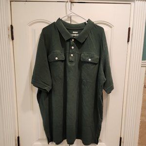 MEN'S KING SIZE 5XL POLO POCKETS COLLARED PULL OVER GREEN 100 % COTTON